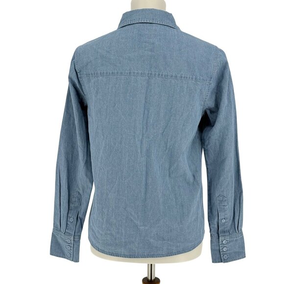 Ali Classic Denim Shirt Light Wash Button-Down By Ecru Womens Small - Picture 2 of 5